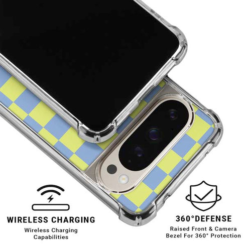 Neon Checkered Pixel 9 Pro XL Clear Case